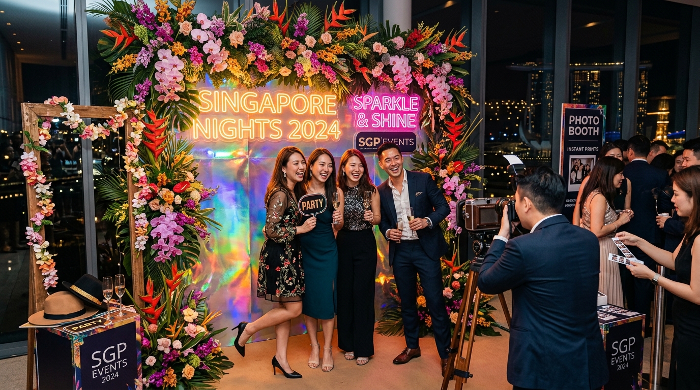 Creative Themed Neon Photo Booth Setup for Singapore Parties