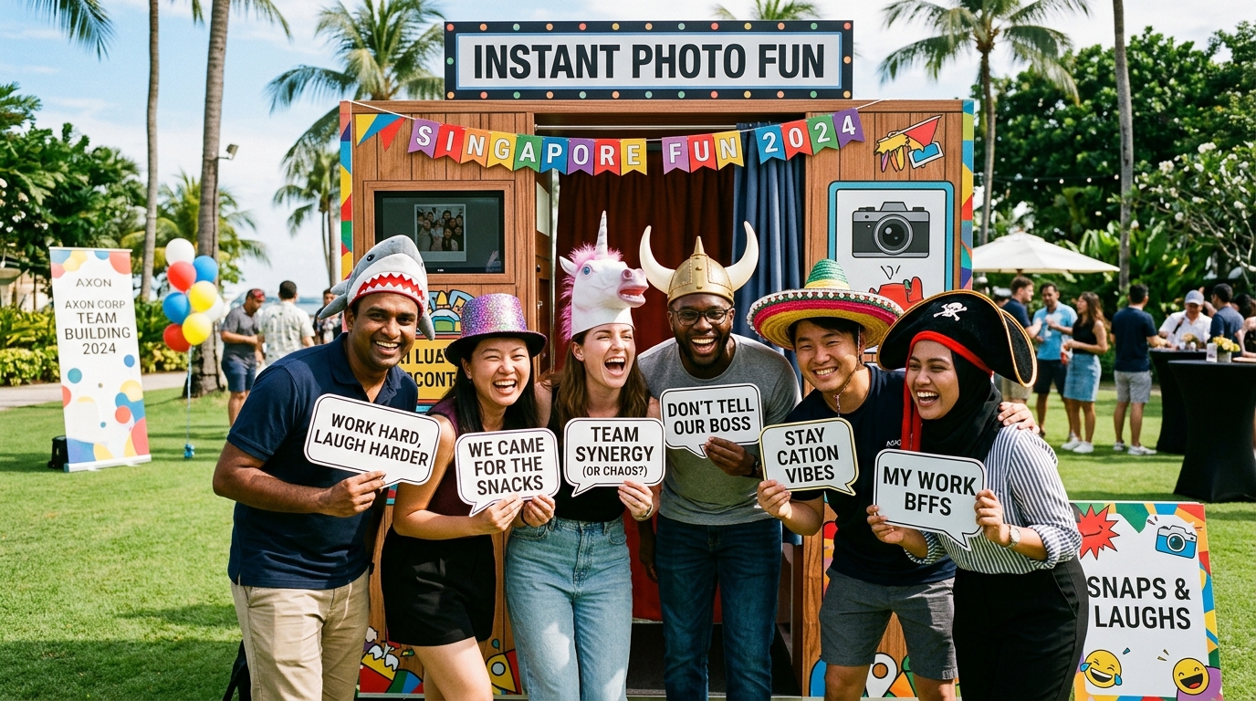 Outdoor Corporate Team Building Photo Booth Fun Singapore