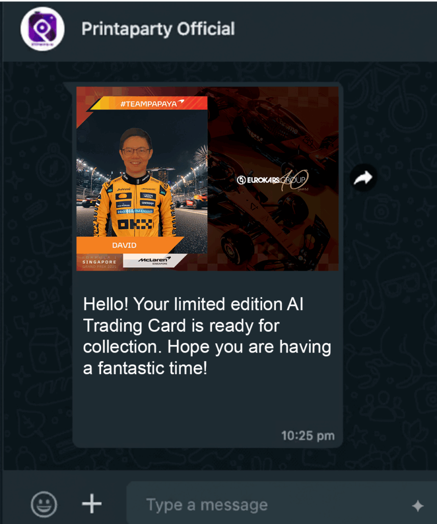 AI Trading Card Photo Booth in Singapore by Printaparty