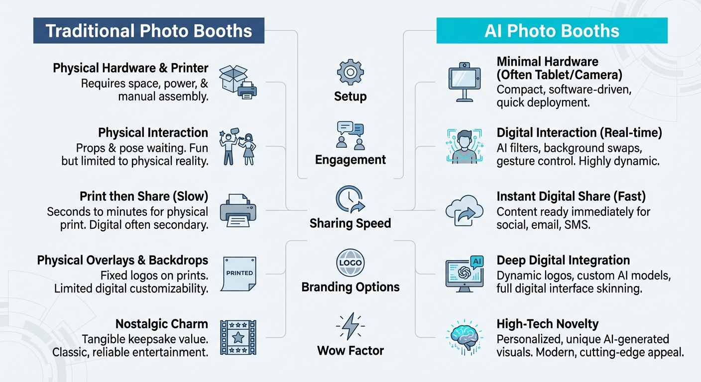 Traditional photo booth vs AI photo booth comparison for events